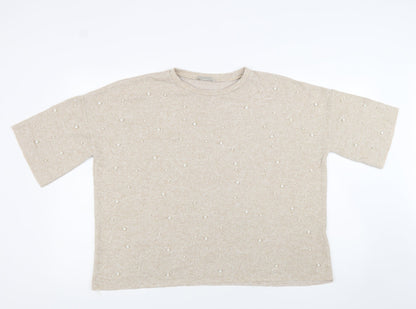 Womens UK Size M Zara Beige Pullover Jumper