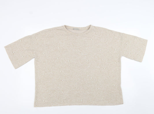 Womens UK Size M Zara Beige Pullover Jumper