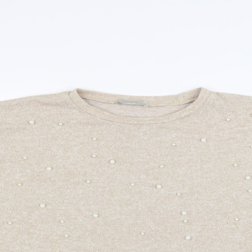 Womens UK Size M Zara Beige Pullover Jumper