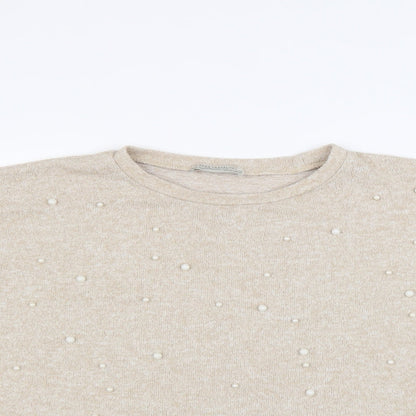 Womens UK Size M Zara Beige Pullover Jumper