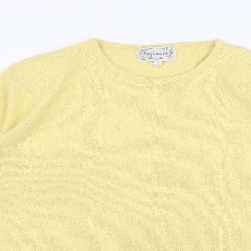 Womens UK Size One Size Fay Louise Yellow Pullover Jumper