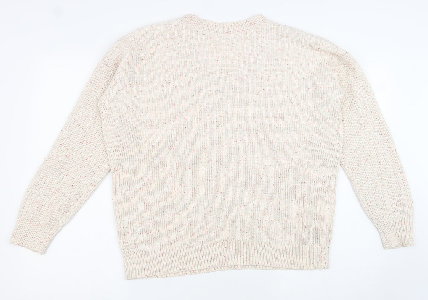 Marks and Spencer Womens Beige V-Neck Cotton Pullover Jumper Size M