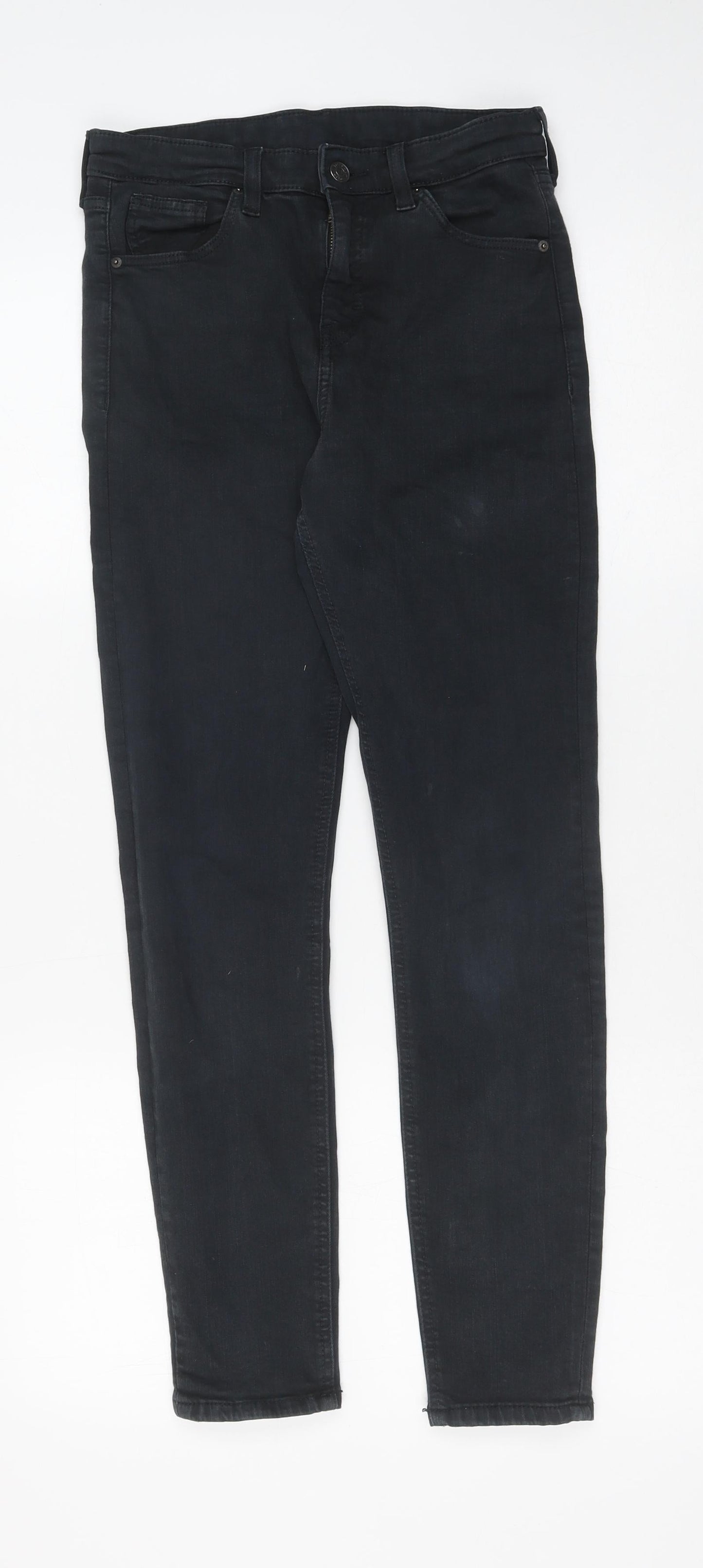 Topshop Womens Black Cotton Skinny Jeans Size 30 L32 in Regular Button