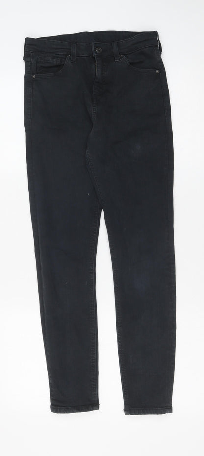 Topshop Womens Black Cotton Skinny Jeans Size 30 L32 in Regular Button
