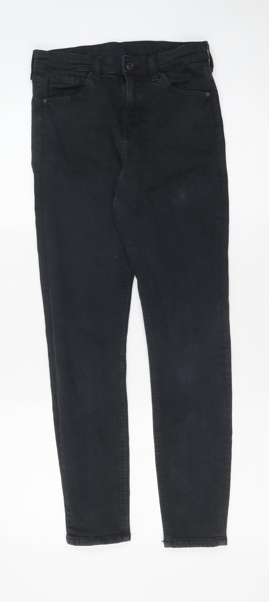 Topshop Womens Black Cotton Skinny Jeans Size 30 L32 in Regular Button