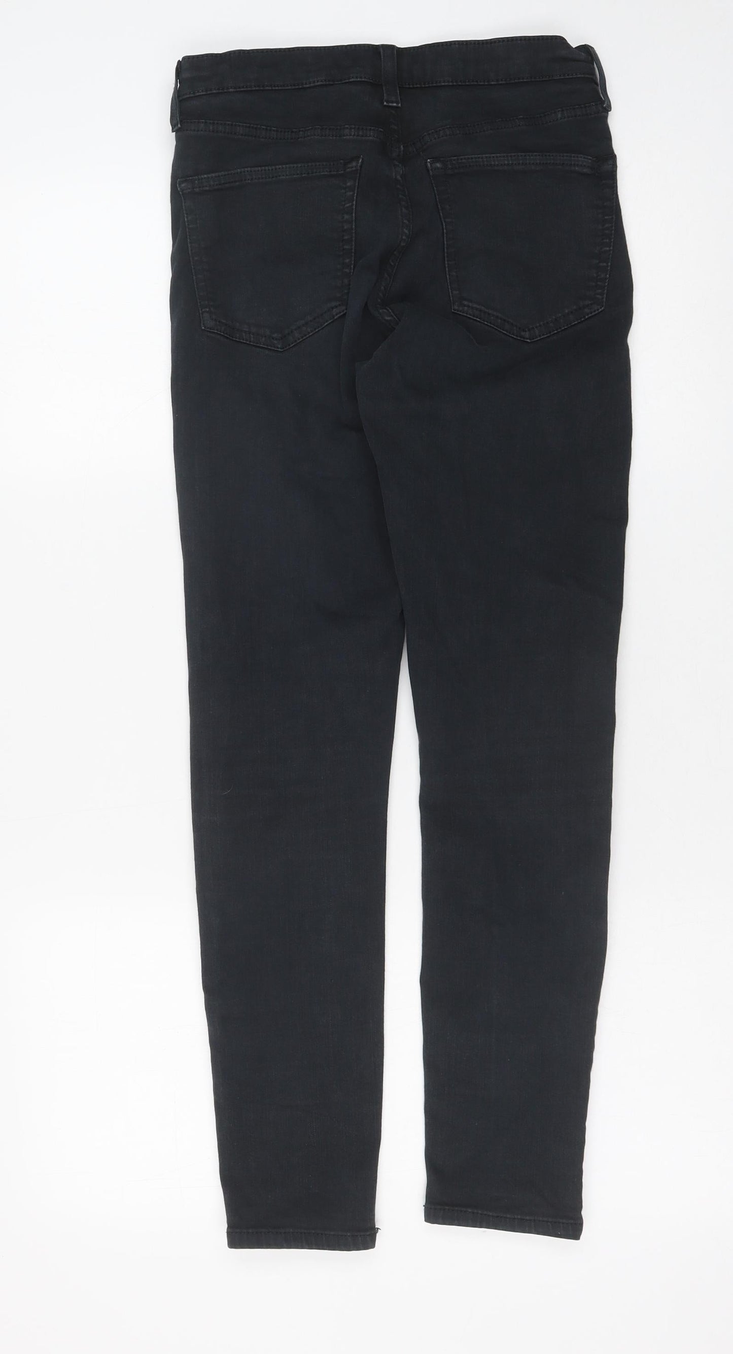 Topshop Womens Black Cotton Skinny Jeans Size 30 L32 in Regular Button