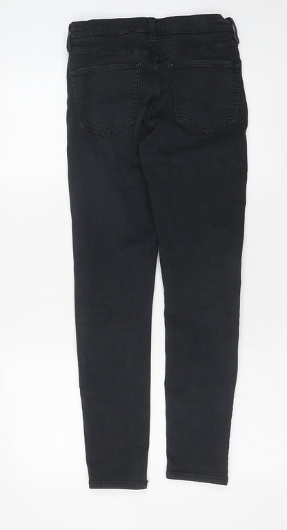 Topshop Womens Black Cotton Skinny Jeans Size 30 L32 in Regular Button