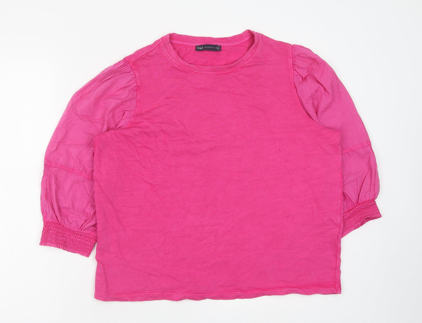 Womens UK Size 12 Marks and Spencer Pink Basic T-Shirt