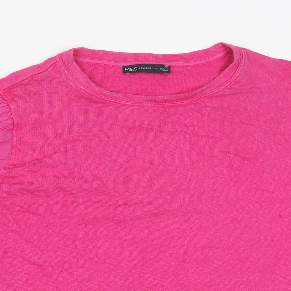 Womens UK Size 12 Marks and Spencer Pink Basic T-Shirt