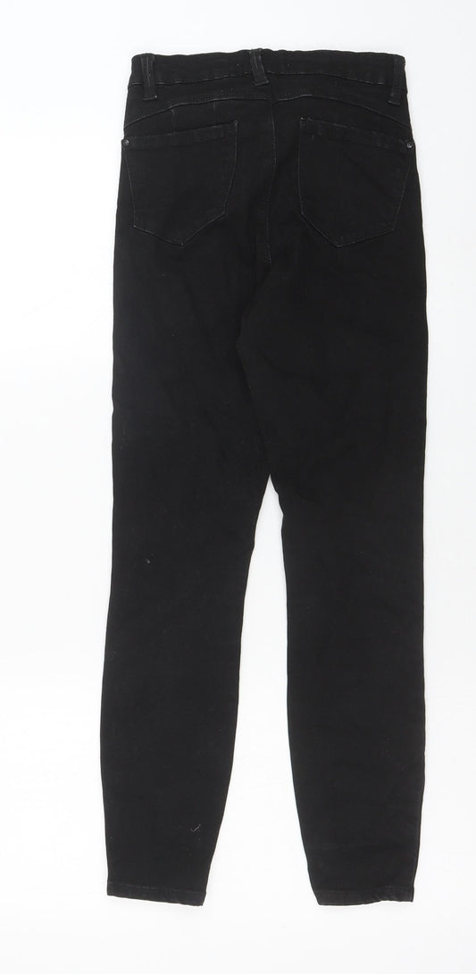 Denim & Co. Womens Black Cotton Skinny Jeans Size 8 L26 in Regular Button