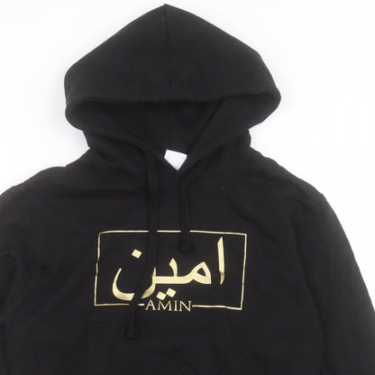 Famona Womens Black Cotton Pullover Hoodie Size XS Pullover