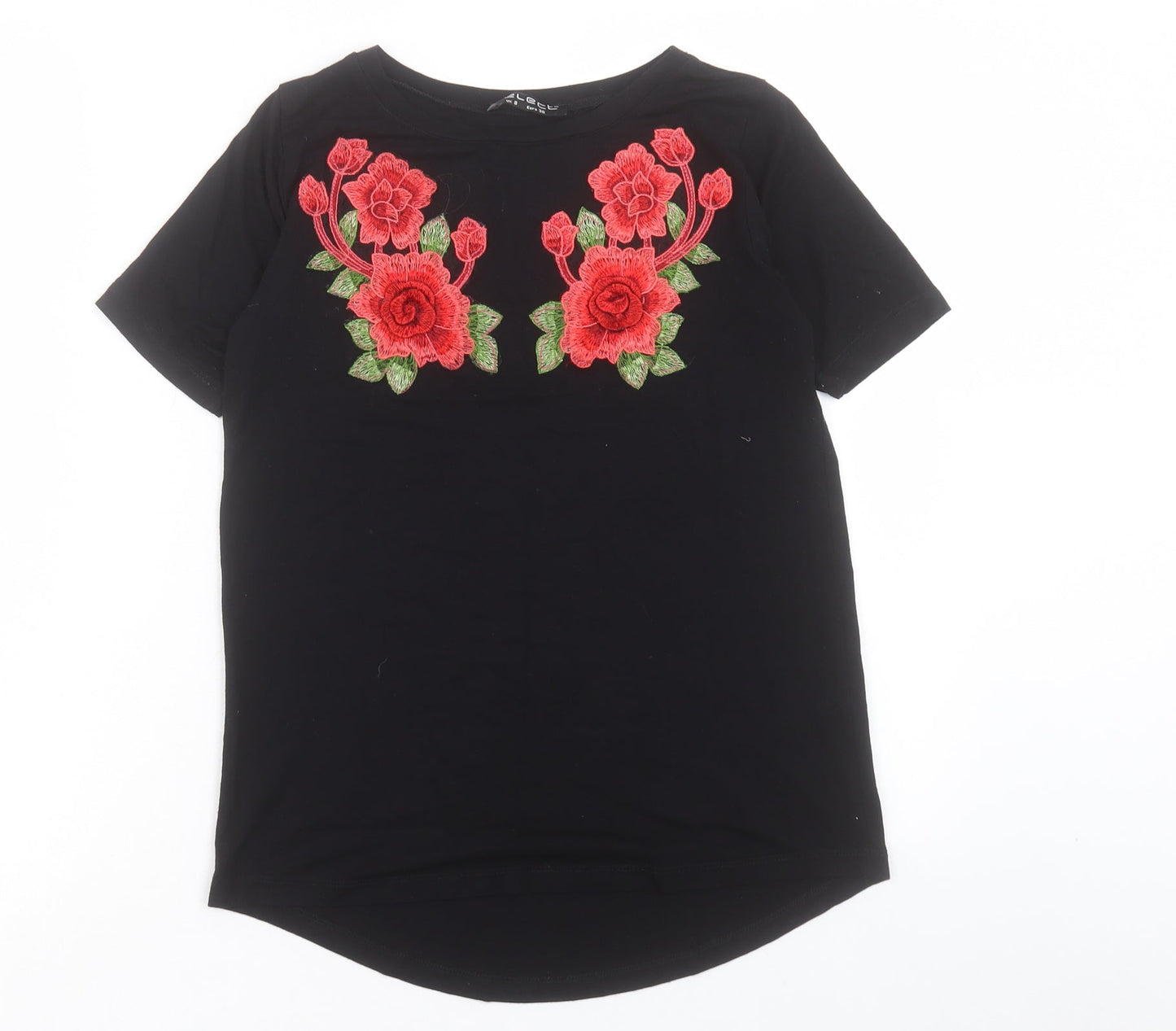 Womens UK Size 8 Select Black Basic T-Shirt