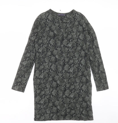 Marks and Spencer Womens Green Animal Print Viscose Shift Size 8 Round Neck Pullover - Snake Print