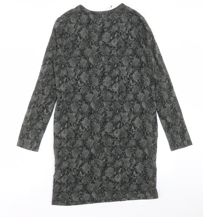 Marks and Spencer Womens Green Animal Print Viscose Shift Size 8 Round Neck Pullover - Snake Print