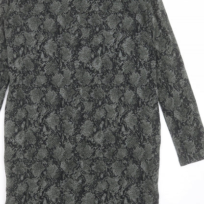 Marks and Spencer Womens Green Animal Print Viscose Shift Size 8 Round Neck Pullover - Snake Print