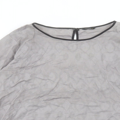 Sapphire Lounge Womens Grey Cotton Basic Blouse Size M Boat Neck - Bell Sleeve