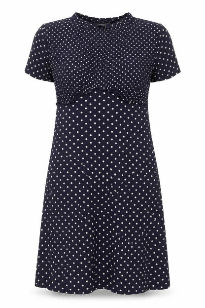 Marks and Spencer Womens Blue Polka Dot Viscose A-Line Size 8 V-Neck Pullover