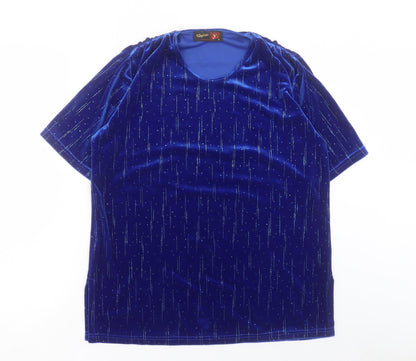 Stephan Womens Blue Polyester Basic T-Shirt Size S Round Neck