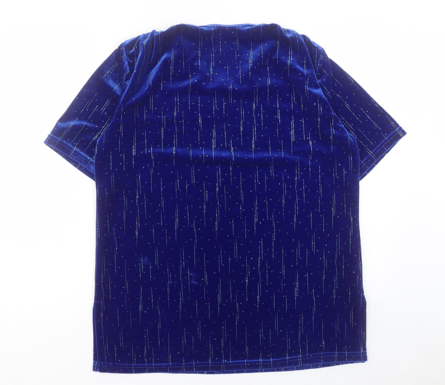 Stephan Womens Blue Polyester Basic T-Shirt Size S Round Neck