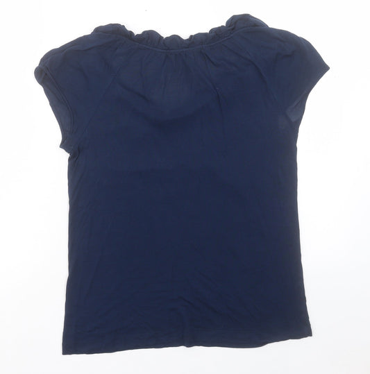 BDG Womens Blue Viscose Basic T-Shirt Size S Boat Neck