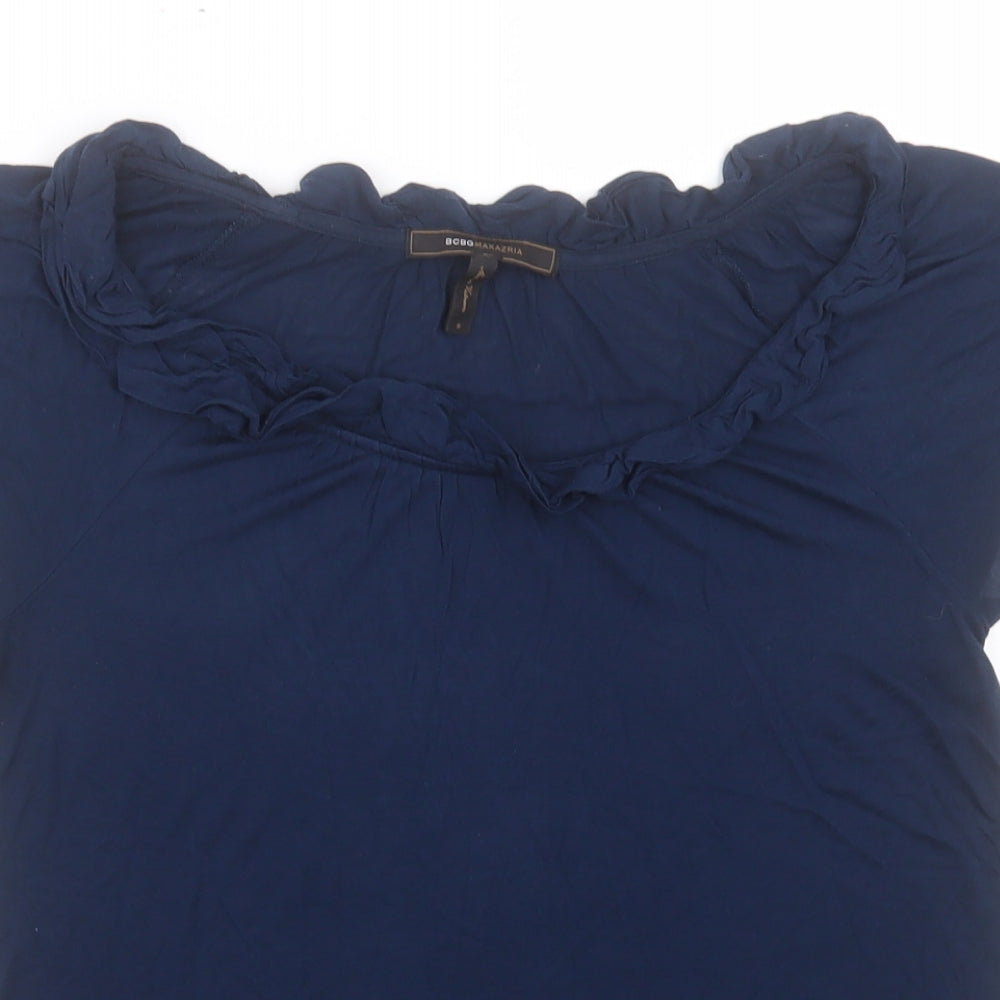 BDG Womens Blue Viscose Basic T-Shirt Size S Boat Neck