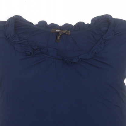 BDG Womens Blue Viscose Basic T-Shirt Size S Boat Neck
