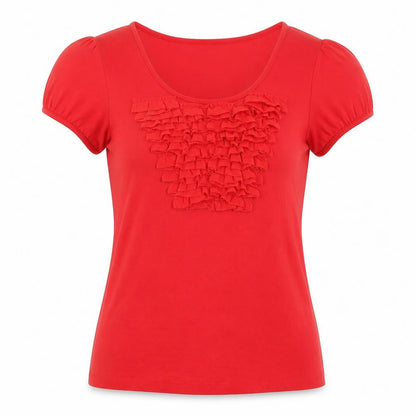 planet Womens Red Viscose Basic T-Shirt Size S Scoop Neck