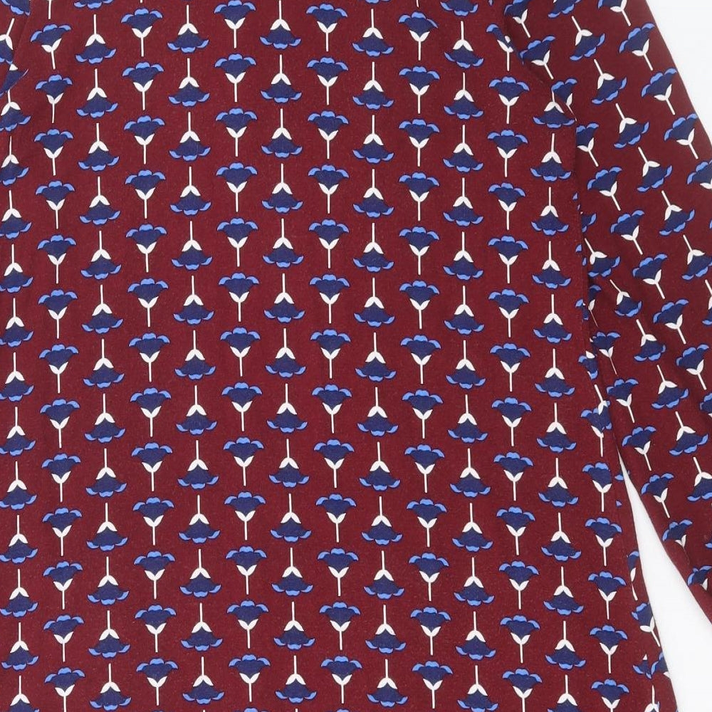Dorothy Perkins Womens Red Geometric Viscose Shift Size 10 Round Neck Button