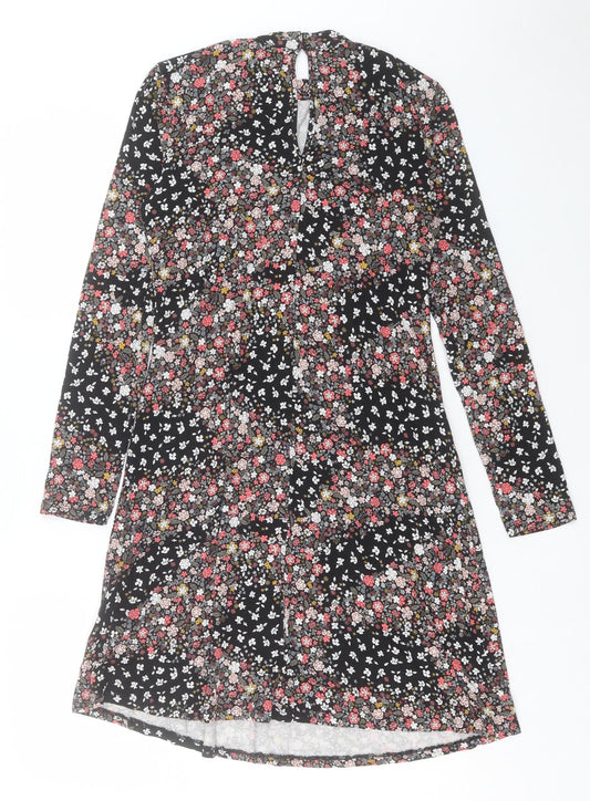 Marks and Spencer Womens Multicoloured Floral Viscose Fit & Flare Size 8 Round Neck Button