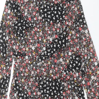 Marks and Spencer Womens Multicoloured Floral Viscose Fit & Flare Size 8 Round Neck Button