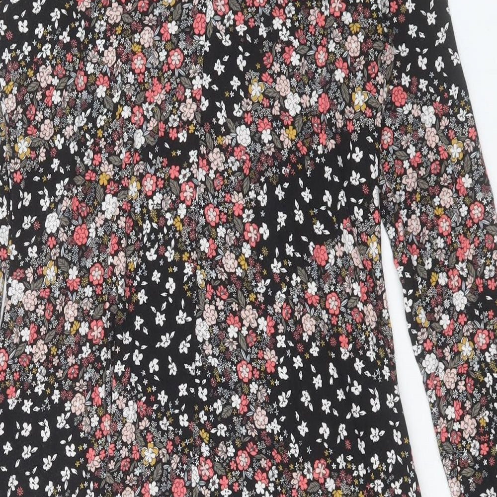 Marks and Spencer Womens Multicoloured Floral Viscose Fit & Flare Size 8 Round Neck Button
