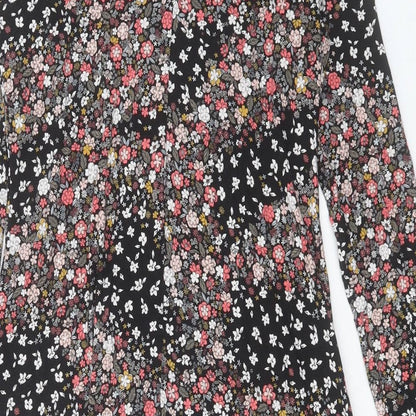 Marks and Spencer Womens Multicoloured Floral Viscose Fit & Flare Size 8 Round Neck Button
