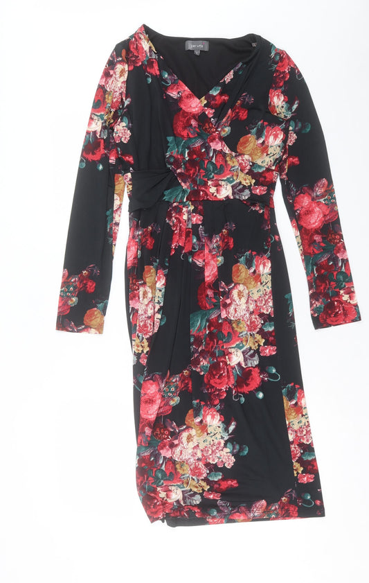 Per Una Womens Red Floral Polyester A-Line Size 8 V-Neck Pullover