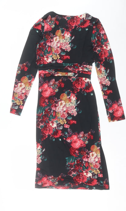 Per Una Womens Red Floral Polyester A-Line Size 8 V-Neck Pullover