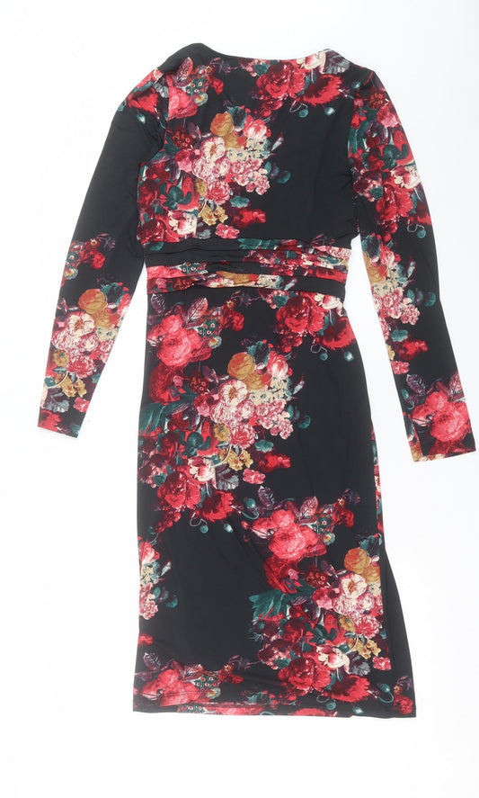 Per Una Womens Red Floral Polyester A-Line Size 8 V-Neck Pullover