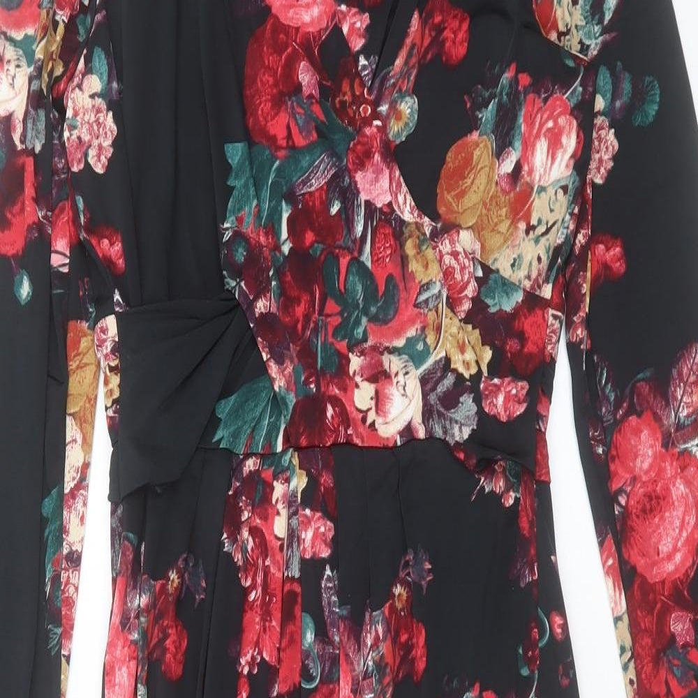 Per Una Womens Red Floral Polyester A-Line Size 8 V-Neck Pullover