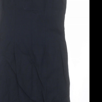 Per Una Womens Blue Linen Shift Size 12 V-Neck Zip
