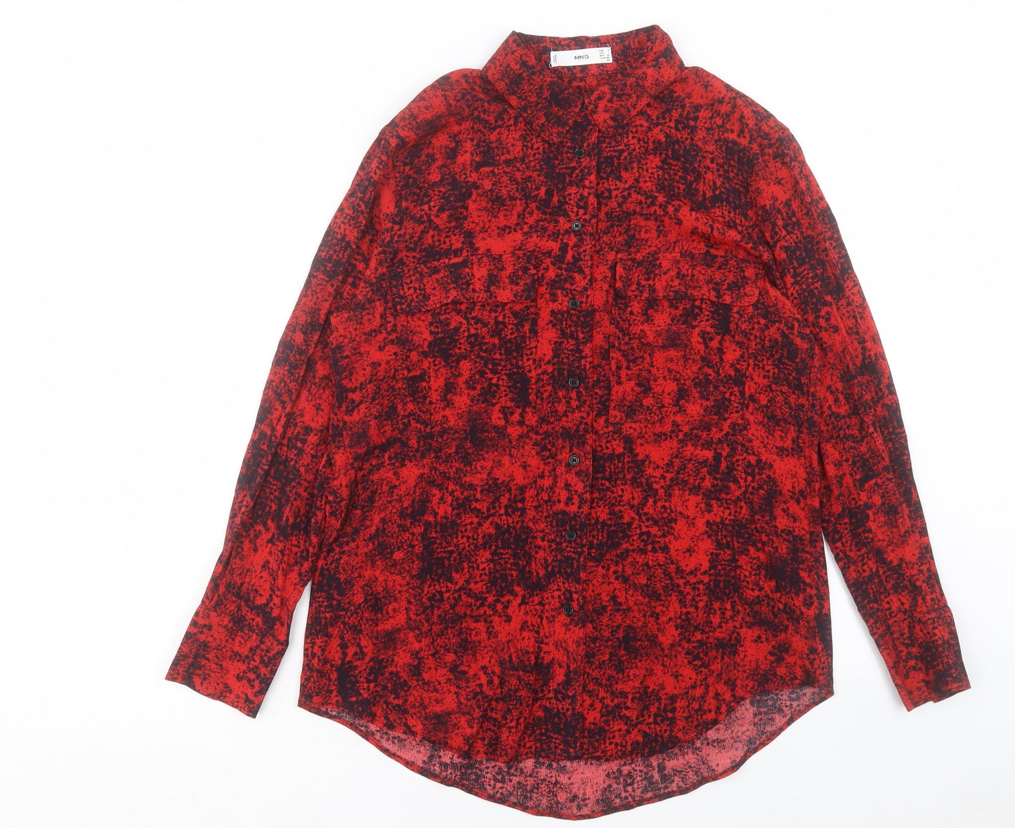 Womens UK Size S Mango Red Basic Button-Up