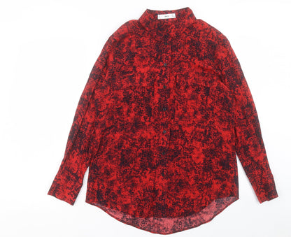Womens UK Size S Mango Red Basic Button-Up
