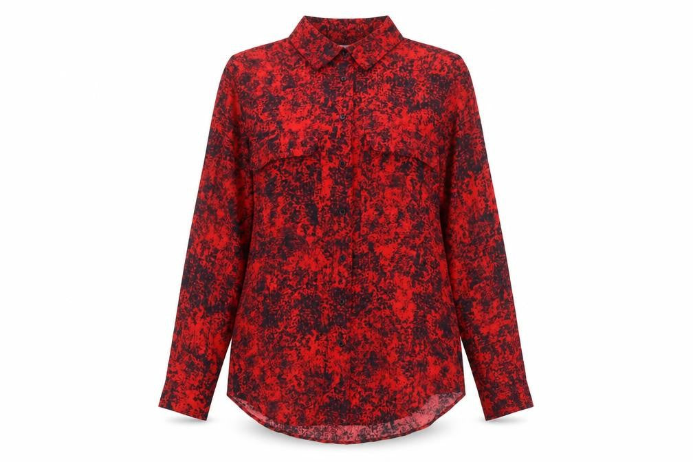 Womens UK Size S Mango Red Basic Button-Up