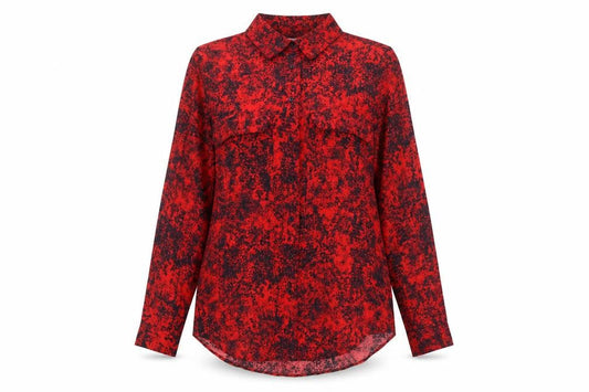 Womens UK Size S Mango Red Basic Button-Up