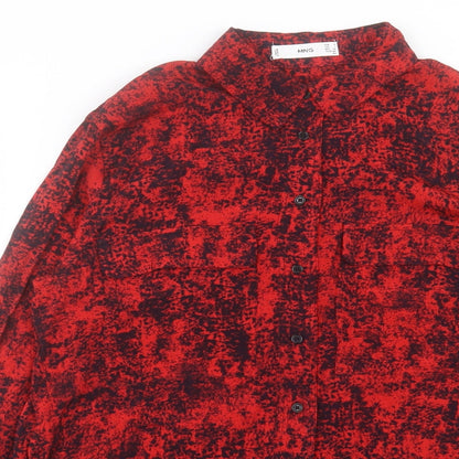 Womens UK Size S Mango Red Basic Button-Up