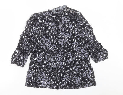 Marks and Spencer Womens Multicoloured Animal Print Viscose Basic Blouse Size 12 Round Neck - Leopard Print