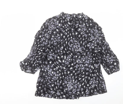 Marks and Spencer Womens Multicoloured Animal Print Viscose Basic Blouse Size 12 Round Neck - Leopard Print