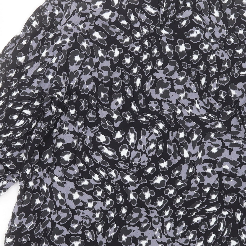 Marks and Spencer Womens Multicoloured Animal Print Viscose Basic Blouse Size 12 Round Neck - Leopard Print