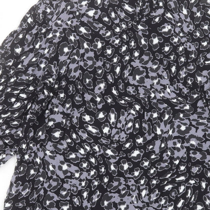 Marks and Spencer Womens Multicoloured Animal Print Viscose Basic Blouse Size 12 Round Neck - Leopard Print