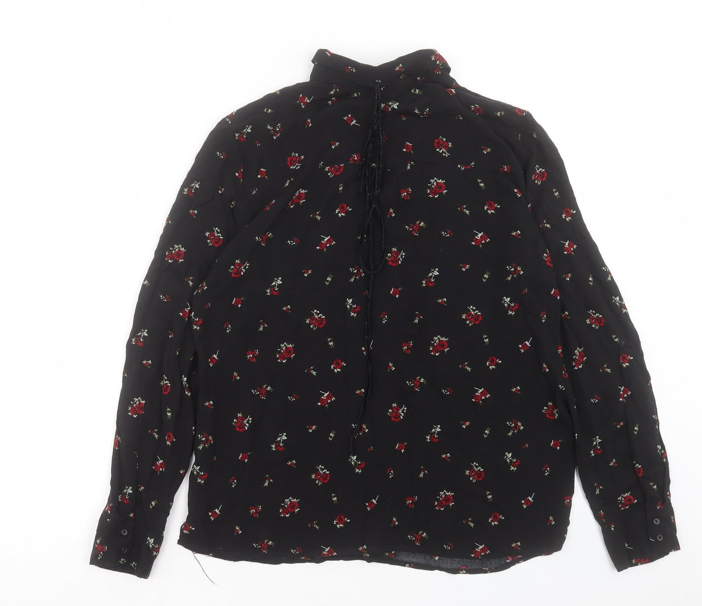 Womens UK Size L Pull&Bear Black Basic Button-Up