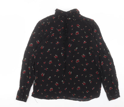 Womens UK Size L Pull&Bear Black Basic Button-Up