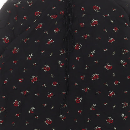 Womens UK Size L Pull&Bear Black Basic Button-Up