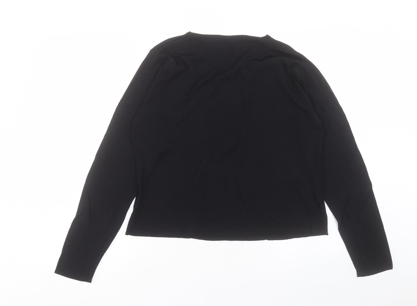 AMARANTO Womens Black V-Neck Viscose Pullover Jumper Size 18